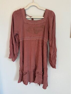 In Bloom Mauve Bohemian Long Sleeve Dress Medium